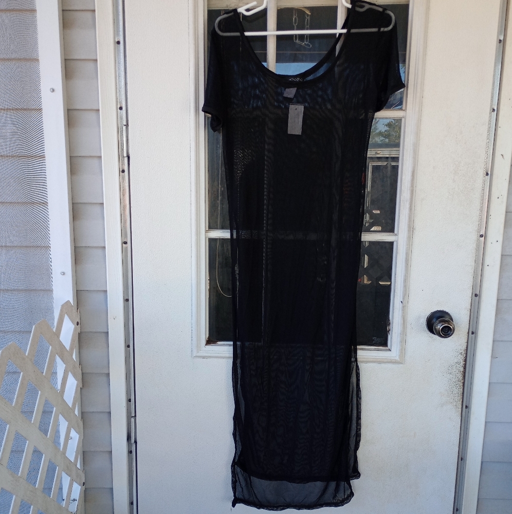 Objex Mesh Cap Long Tunic Black SZ Medium